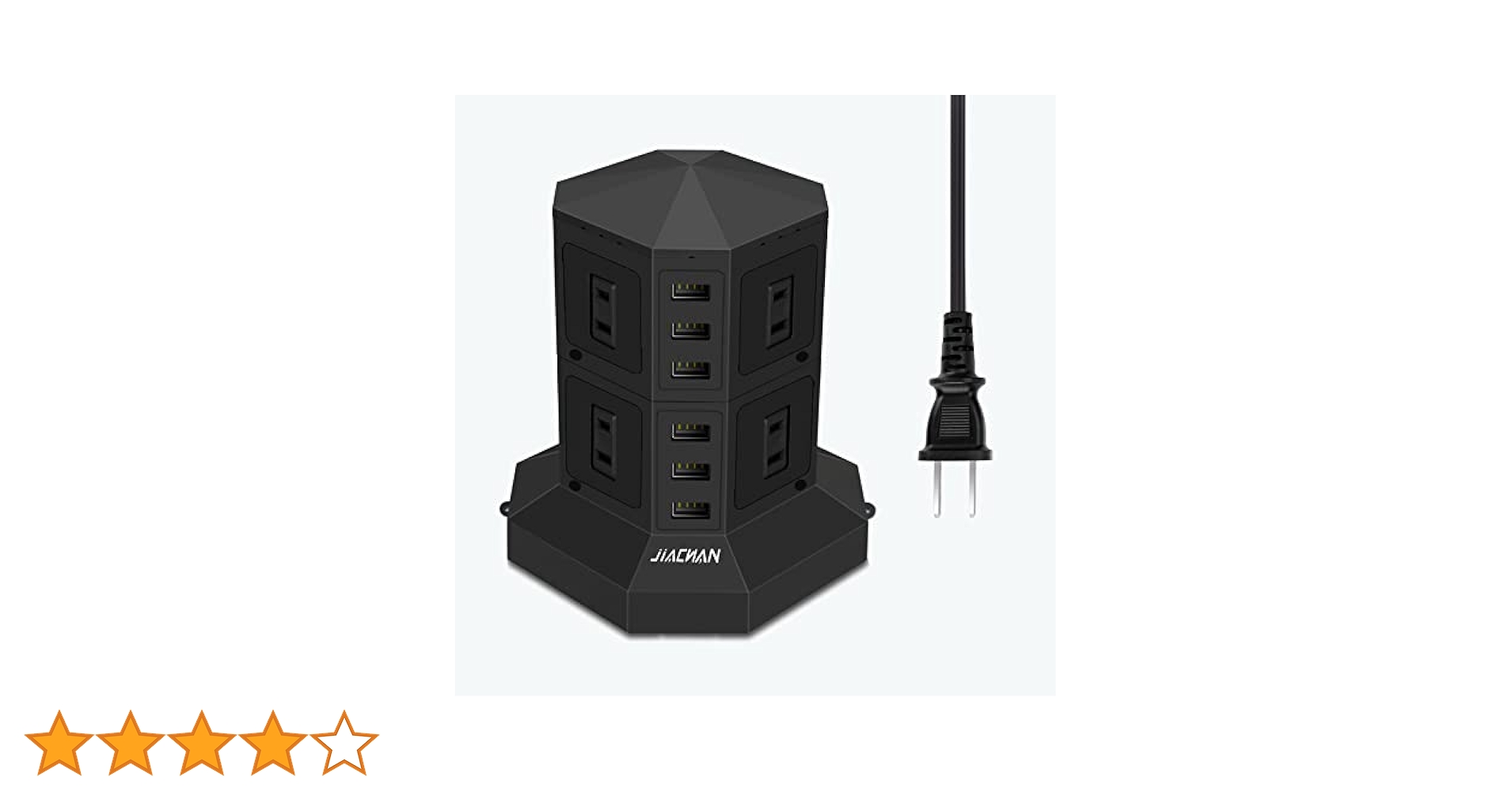 8AC 6USB 雷ガード 過負荷保護 1500W タワー式電源タップ 縦 JIACHAN タワー式電源タップ2層縦コンセント 8ACスマート高速